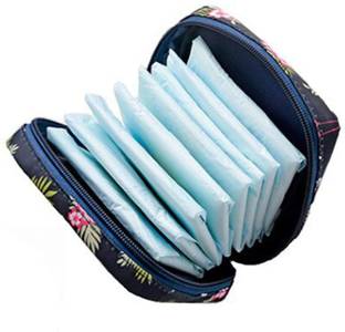 HOUSE OF QUIRK Sanitary Napkin Storage Bag, Menstrual Pad Bag with Zipper-Dark Blue Travel Toiletry Kit