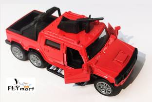 FLYmart Die Cast Red Army Gun Jeep PUBG, Call of Duty, Pull Back Open Door Metal Toy Car