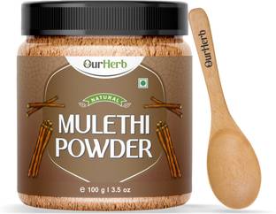 OurHerb Pure & Natural Mulethi Powder for Health, Skin & Hair with Wooden Spoon - 100g