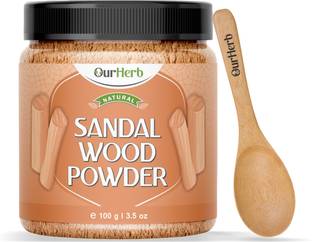 OurHerb Pure & Natural Sandalwood Powder for Skin Care with Wooden Spoon - 100g | 3.5 Oz