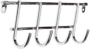 VRACKART Stainless Steel 4 Hookrail You Can Held Home Kitchen Laundry Bathroom Hanger Hook 4