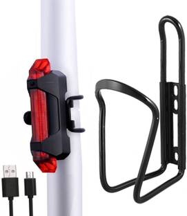 DSTECHBAR Cycle Tail Red Light With Bottle Holder Waterproof USB Rechargeable (Combo) Bicycle Bottle Holder