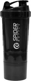 SPORTIFY Spider Sipper Protein Shaker Water Bottle for Gym Exercise - BLACK 500 ml Shaker