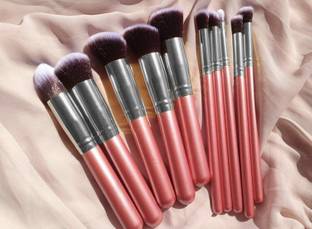 MACPLUS Makeup Brush Set, Pink Foundation, Eyeshadow pack of 10
