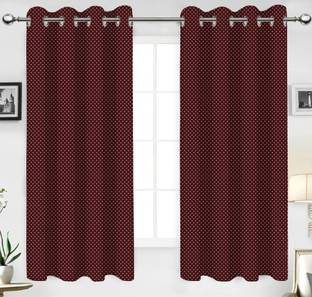 AIRWILL 153 cm (5 ft) Cotton Room Darkening Window Curtain (Pack Of 2)