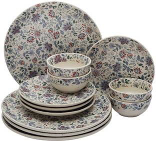 Miah Decor Pack of 12 Ceramic, Stoneware Handcrafted Midsummer night's Dream Collection Dinner Set