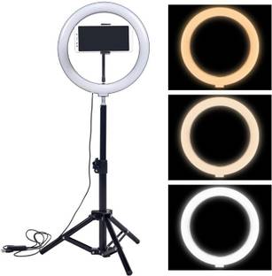 Wrapo Foldable Tripod with Remote, Dimmable 3-Modes LED Ring Light with Tabletop Stand with Ball-Head for Making up, Tiktok Videos Tripod