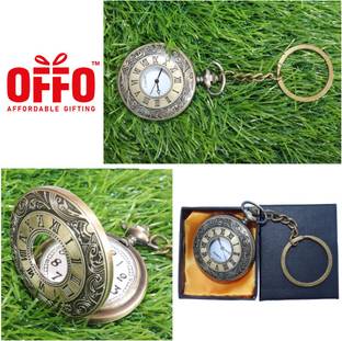 OFFO Roman Time Antique Analog Pocket Watch Vintage Keychain " Key Chain
