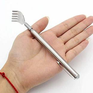 ROSEFAIR Retractable Stainless Steel 5-Prongs Back Itch Scratcher Anti Khujli Massage Stainless Steel Pen Shaped Telescopic Body Itch Scratcher Massager