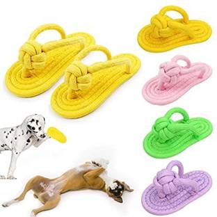 PupsPets Pet Chew Toys Slipper Shaped Shoes Natural Cotton Rope Teething Playing Fun Plastic Rubber Toy For Cat