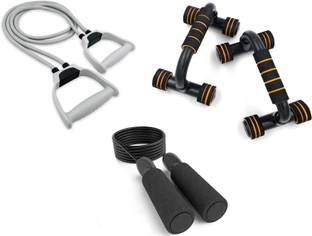 LIVOX Double Toning Resistance Tube Band And Push up Bar Stand, Skipping Rope Resistance Tube