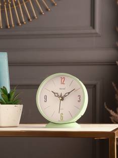Exim Decor Green Round Mini Analog Table Clock Decorative Showpiece  -  14 cm