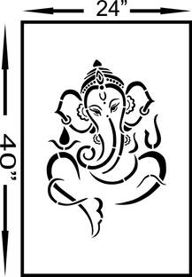 FLEXISHINE DECOR Ganesh Pattern Design and Love Diy Painting (Size:- 24 x40 Inch) Suitable For Bedroom, Drawing Room & Office Decoration Modern Home Wall Arts Stencil