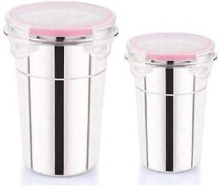 Sygnius (Pack of 2) Stainless Steel Tumbler Glass with Lid 600ML ,400ML Airtight, Leak ProoF Glass Water/Juice Glass