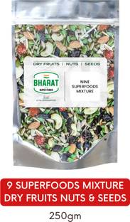 Bharat Super Foods Premium Dry Fruits, Nuts & Seeds Super Healthy 9 in 1 Mix - 100% Natural 250gm Assorted Seeds & Nuts