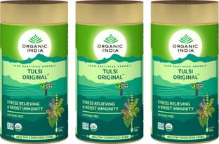 ORGANIC INDIA Tulsi Original 100 GM Tin- (Pack Of 3) Tulsi Herbal Tea Drum