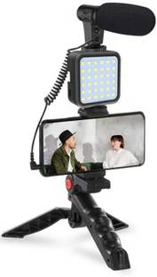 MJ Hub Mobile Vlogging Kit with Microphone Tripod Stand and LED Light, Video Making Tripod Kit