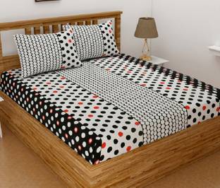 Flipkart SmartBuy Microfiber Double Flat 140 TC Polka Bedsheet