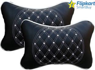 Flipkart SmartBuy Black, White Leatherite Car Pillow Cushion for Universal For Car