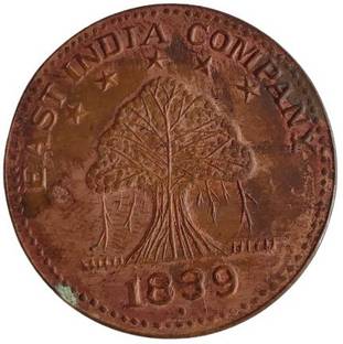 COINS WORLD 1839 EAST INDIA COMPANY BANIYAN TREE MAGNETIC FUNCTION POWER TOKEN RARE Medieval Coin Collection
