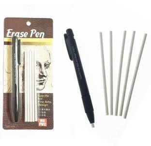 Kandle Eraser Pen Mechanical Refillable 3.8mm Erase Pen with 5 Eraser Refills for Non-Toxic Eraser