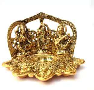 KRIWIN Diya Laxmi Ganesh Saraswati Deepak five Divi Oil Cast Iron Table Diya Bun