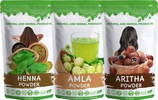NATURAL AND HERBAL PRODUCTS Henna Amla Aritha Powder for Hair Colour | Mehndi | Hair Care | Hair Growth , Green