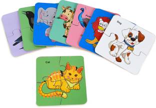 DgCrayons Wooden 4 pcs Animals & Birds Interlocking Jigsaw Puzzle with 8 Picture for Kids