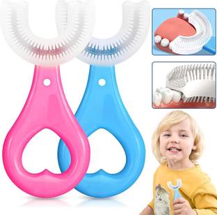deadly (PACK OF 2) U Shape Toothbrush Kids, U-Shaped Convenient Tooth Cleaning Brush Extra Soft Toothbrush