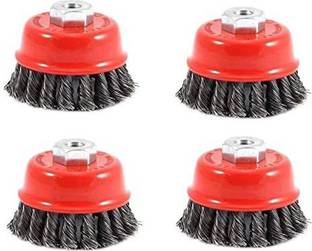 Kshivi 3 Inch Twisted Cup Brush For Removing Rust, Paint, Stains , Polishing Pack of 4 Wheel Brush