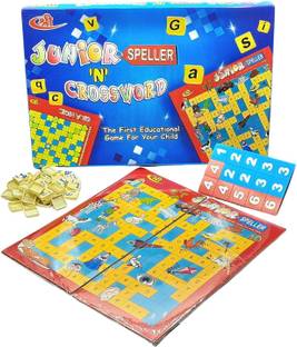 Kids Mandi Junior Speller & Crossword 2 in 1 Family playing Scrabble Spelling Game for Kids Word Games