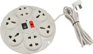 VARKAUS ELECTRIC 6 Socket Extension Board Round White Three Pin Plug