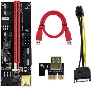 Tobo VER009S PCIE Riser Express Cable 1X to 16X (Dual-6pin / MOLEX) with Led Graphics Extension Ethereum ETH Mining Powered PCI-E Riser Adapter Card, with 24inches USB 3.0 Cable (VER009S) DDR2 2 GB NVIDIA Chipset 30 bit 64 MHz Graphics Card