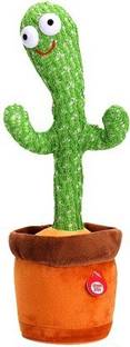 BULLSTORM Battery Operated Dancing Cactus Soft Toy for Kids Musical Recording Toy (Green