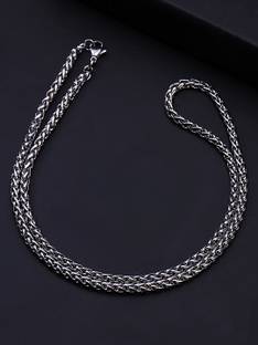 YELLOW CHIMES Trendy Classic Stainless Steel Spiga/Wheat Chain Interlinked Neck Chain Necklace for Men and Boys Stainless Steel Chain