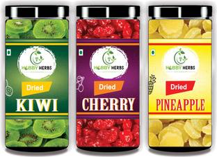 Hobby Herbs Combo of Dried Kiwi , Pineapple , Cherry 300gm For Ice cream , Shakes | Kiwi, Pineapple, Cherries