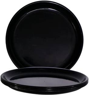 Everbuy Gloss Finish Microwave Safe Full Plates For Home and Restaurant (28 cm) Black Dinner Plate