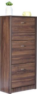 डेकअप Dusun 3-Door Walnut इंजीनियर्ड वुड जूते का रैक