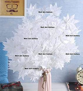 well art gallery UV Protected Artificial Polyester and Plastic Maple Stem Plant (60 cm, White) Artificial Plant