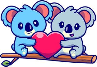 Decoration Stickers 48 cm Cute koala couple drawing Self Adhesive Sticker