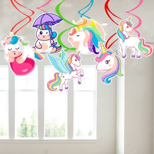 ZYOZI 6 Pcs Unicorn Hanging Swirl Decorations-Unicorn Party Decorations