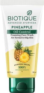 BIOTIQUE Pineapple Oil Control Foaming | Eliminates Excess Oil | Evens Skin Tone| 100% Botanical Extracts | Suitable for All Skin Types Face Wash
