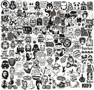 PIXELARTZ Black & White Theme Styling Doodle DIY Vinyl Stickers for Guitar Sticker