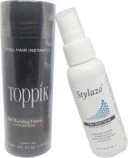 Stylazo hair fiber styling 27.5 gram dark brown with 35 ml spray cambo Hair Spray
