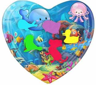 SHREEJIIH Heart Shape Baby Inflatable Patted Water Play Pad Cushion for Kids | Multi Color Inflatable Pool Accessory