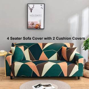 lukzer Polyester 4 Seater Sofa Geometric Cover