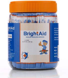 BRIGHT AID Regular Bandaid With Strong Adhesion & Flexibility(100pcs/jar) Adhesive Band Aid