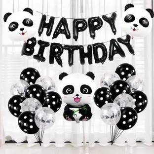 Shmaya HAPPY BIRTHDAY PARTY DECORATION SET THEME OF PANDA (Set of 34)