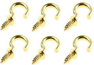 UAPAN Brass Plated J Hook Screw Eye Shape, Self Tapping Hooks (1 Inch, 25) Hook 25
