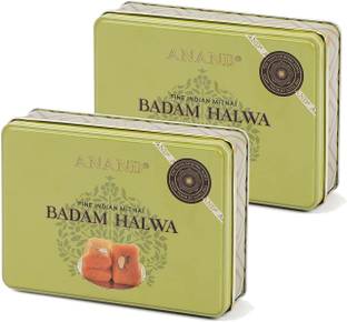 ANAND Badam Halwa - Crafted with Almond ,Ghee & Kashmiri Saffron Tin, 250 G|Pack of 2 Tin